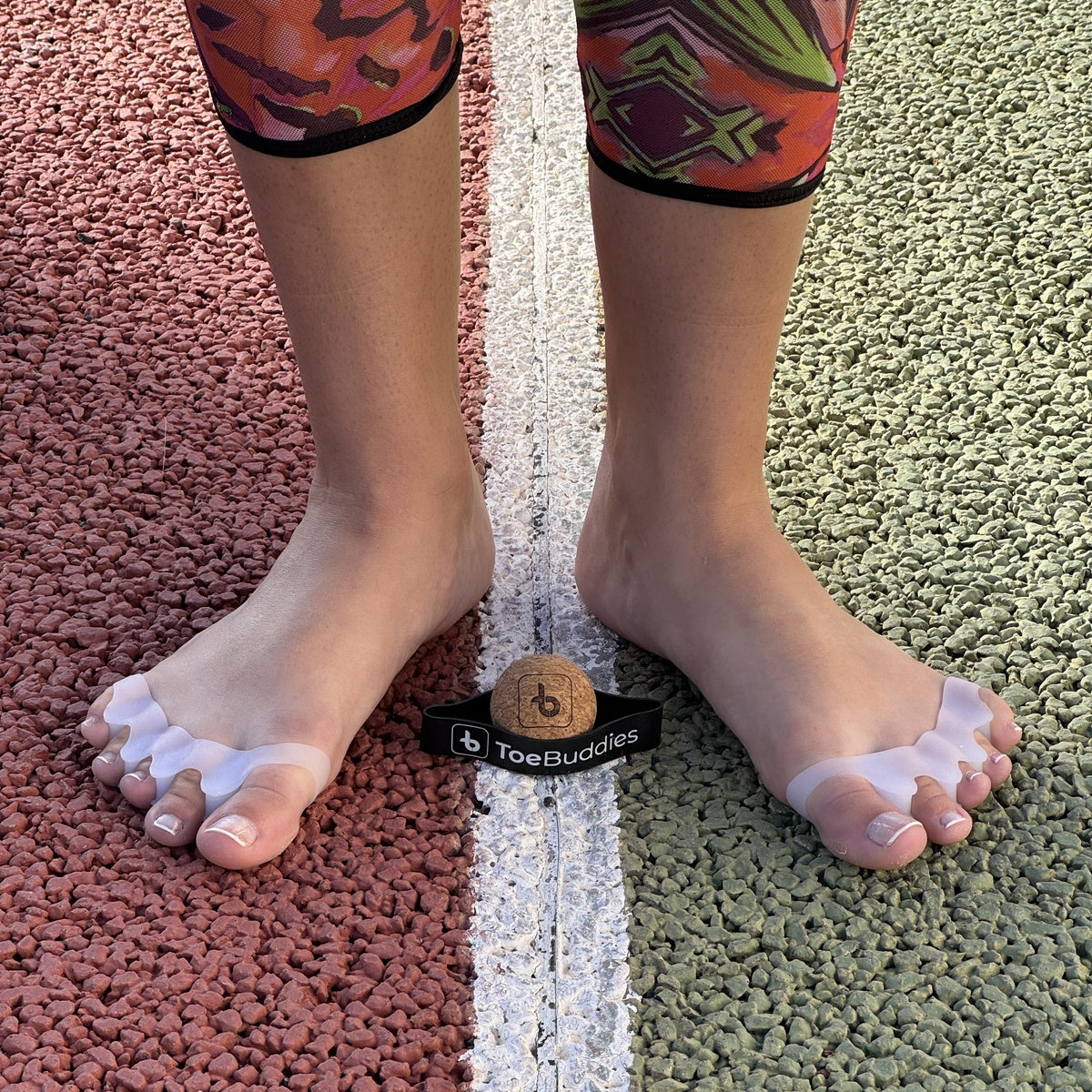 Toe Buddies toe separators worn outdoors