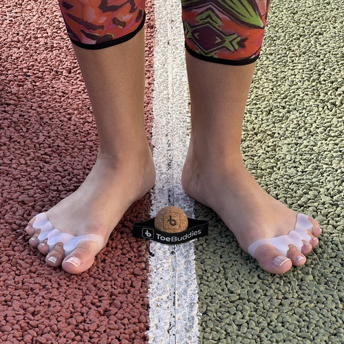 Toe Buddies toe separators worn outdoors